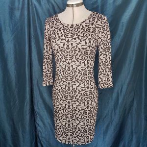 Damask Print Knit Stretch Sheath Dress